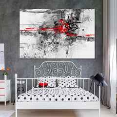 RED & BLACK ON WHITE Abstract Expressionist Drip Painting Jackson Pollock Style Canvas Print Abstract Art Print Artesty 1 panel 24" x 16" 