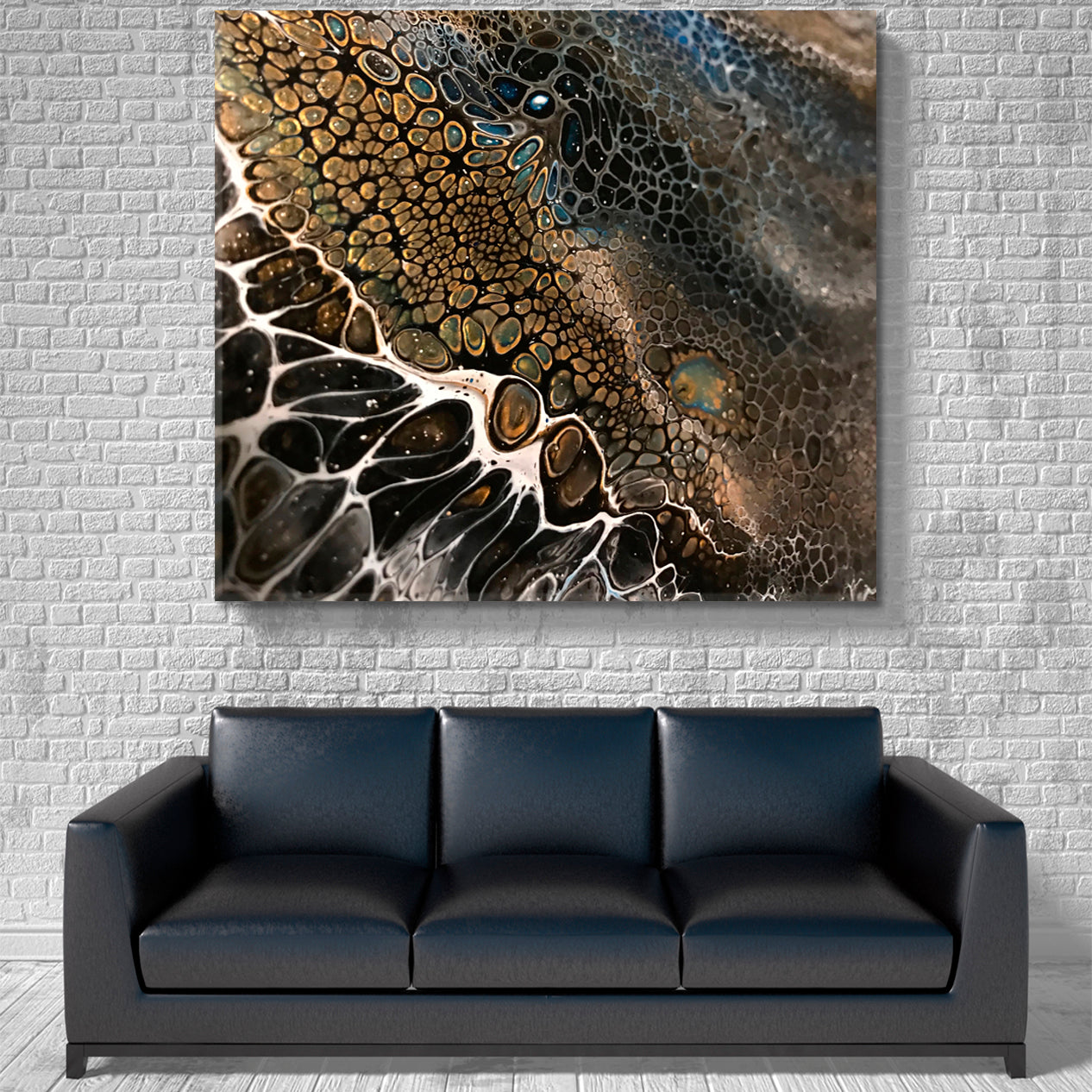 Brown Tones Acrylic Pouring Abstract Marbled Pattern Artwork Fluid Art, Oriental Marbling Canvas Print Artesty   