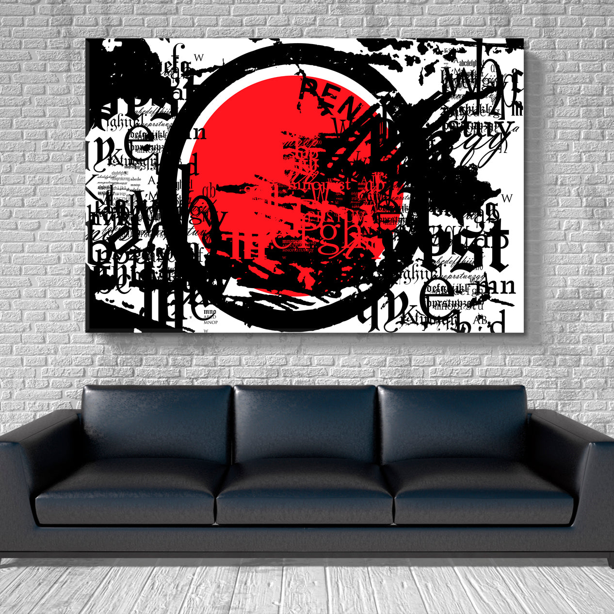 GRUNGE Modern Abstract Black Red White Asian Style Canvas Print Wall Art Artesty   
