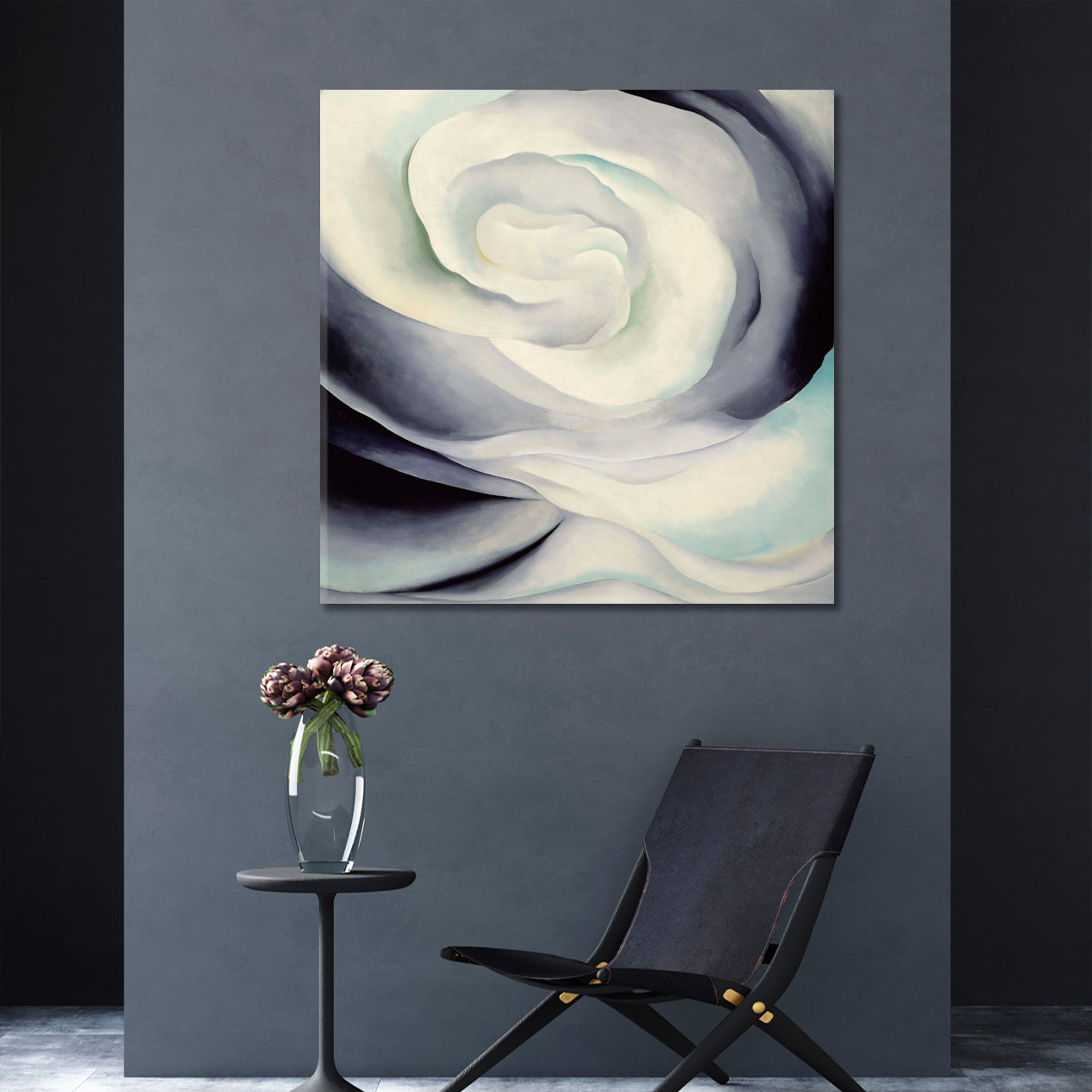 Abstraction White Rose Abstract Flowes Swirls  - Square Abstract Art Print Artesty   