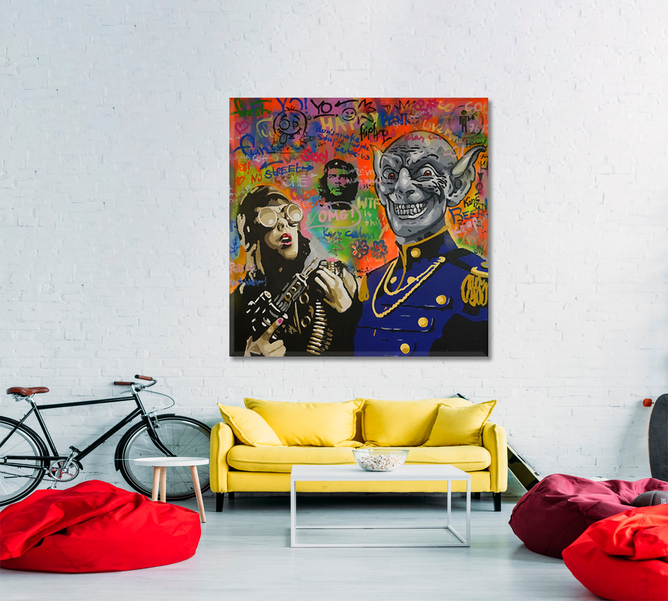 SUPERNATURAL | Fine Art Poster Grunge Banksy Graffiti Style Canvas Print - Square Contemporary Art Artesty   