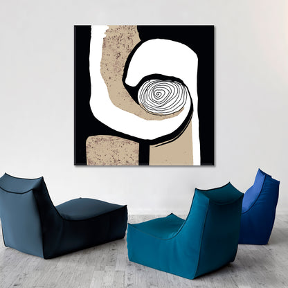 SPIRAL Beige White Black Tones Abstract Modern Minimalism Abstract Art Print Artesty   