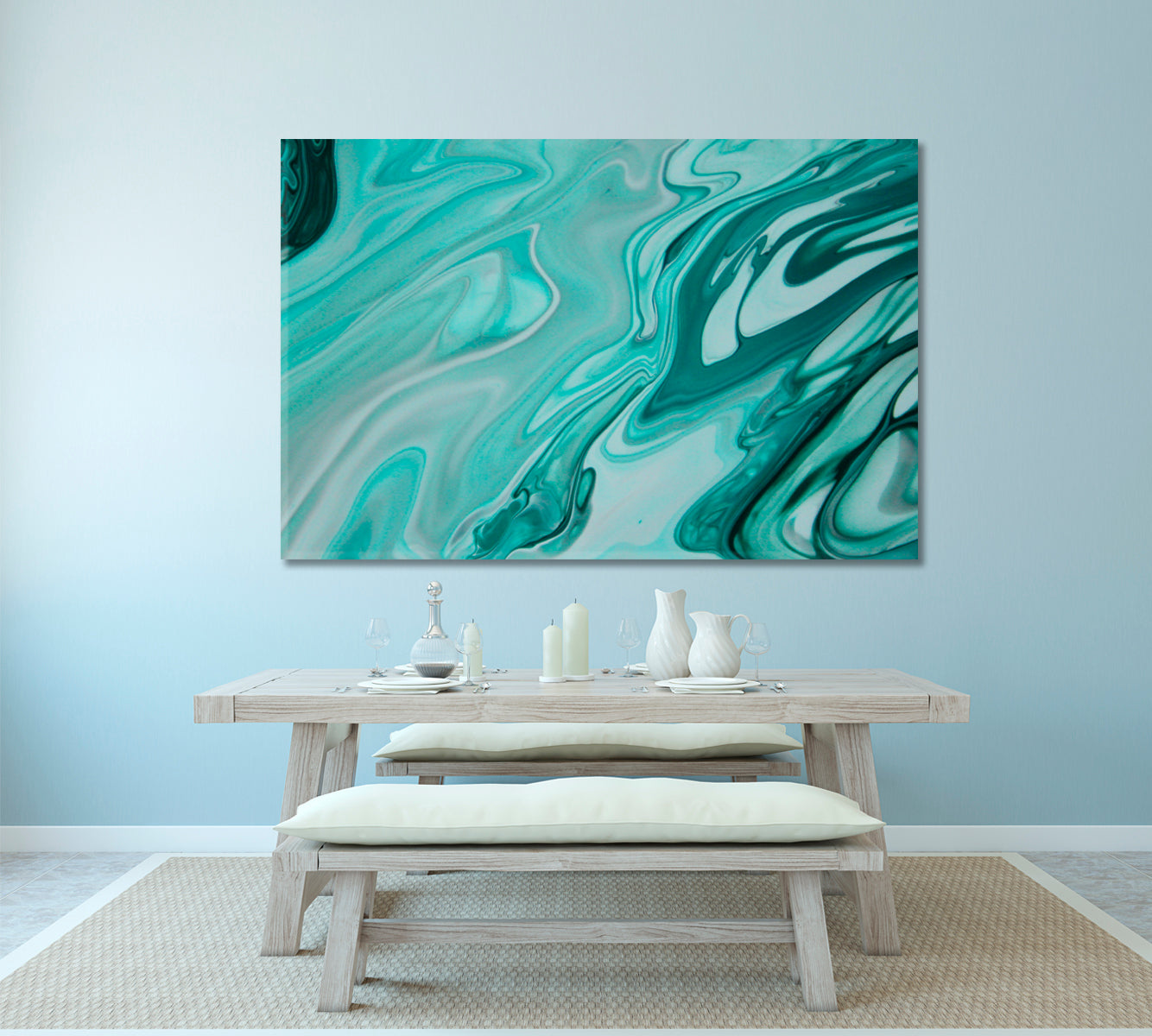 Green Marble Swirls Painting Fluid Art Fluid Art, Oriental Marbling Canvas Print Artesty   