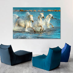 Beautiful White Horses Animals Canvas Print Artesty   