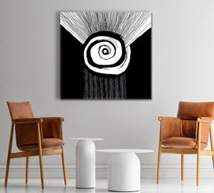 Modern Simple Abstract Black White Circle Swirl Brushstroke Painting Contemporary Art Artesty   