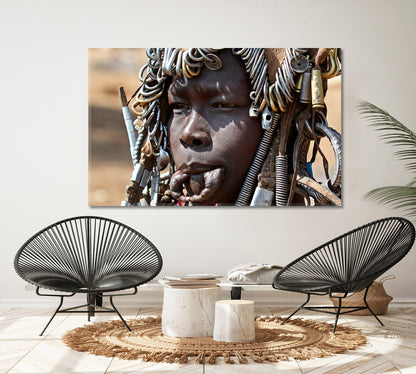 Traveling Around Mago Ethiopia Mursi Woman People Portrait Wall Hangings Artesty 1 panel 24" x 16" 