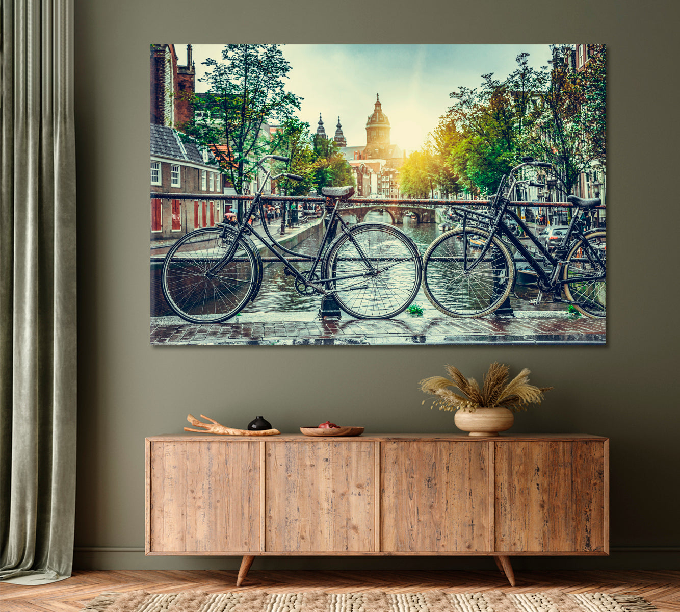 Bicycle Canal Bridge Amsterdam City Netherlands Old Streets Cities Wall Art Artesty   