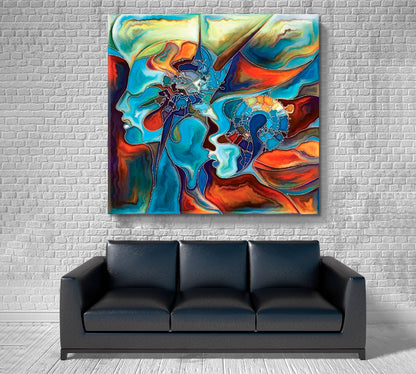 WORLD AND CONSCIOUSNESS Vivid Turquoise Orange Modern Art Abstract Art Print Artesty   