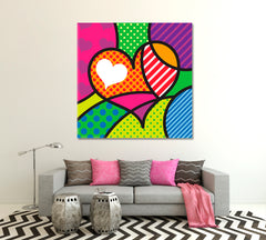HEART FORM LOVE Colorful Modern Pop Art Abstract Pop Art Canvas Print Artesty 1 Panel 12"x12" 