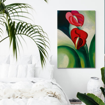 FLAMINGO FLOWER Anthurium Enlarged Flowers Nature Abstract Forms - Vertical Fine Art Artesty 1 Panel 16"x24" 