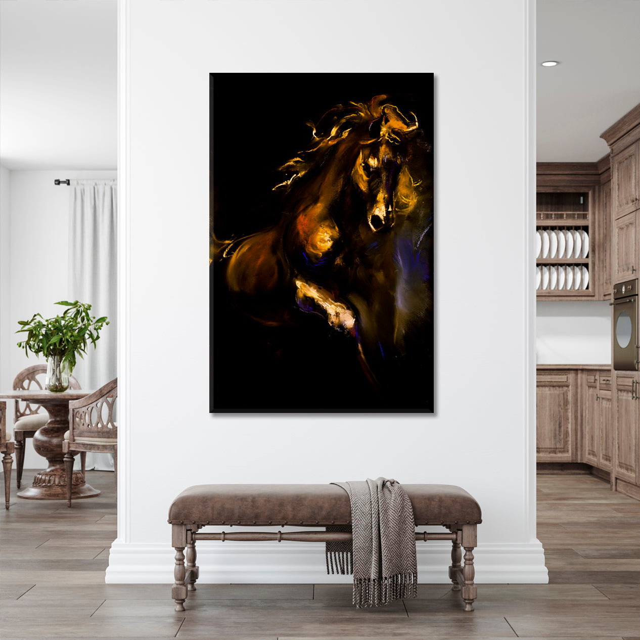 Pastel Portrait Brown Horse Modern Art Animals Canvas Print Artesty 1 Panel 16"x24" 