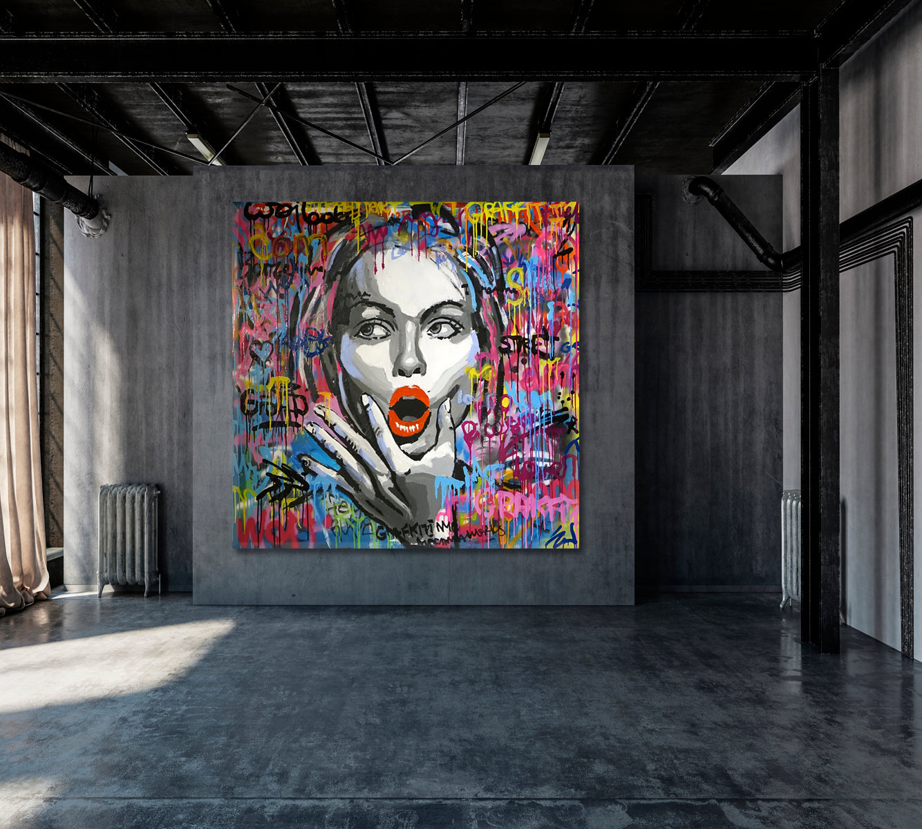 COLOR RANGE Fine Art Woman Modern Art Grunge Style Trendy | Square Contemporary Art Artesty 1 Panel 12"x12" 