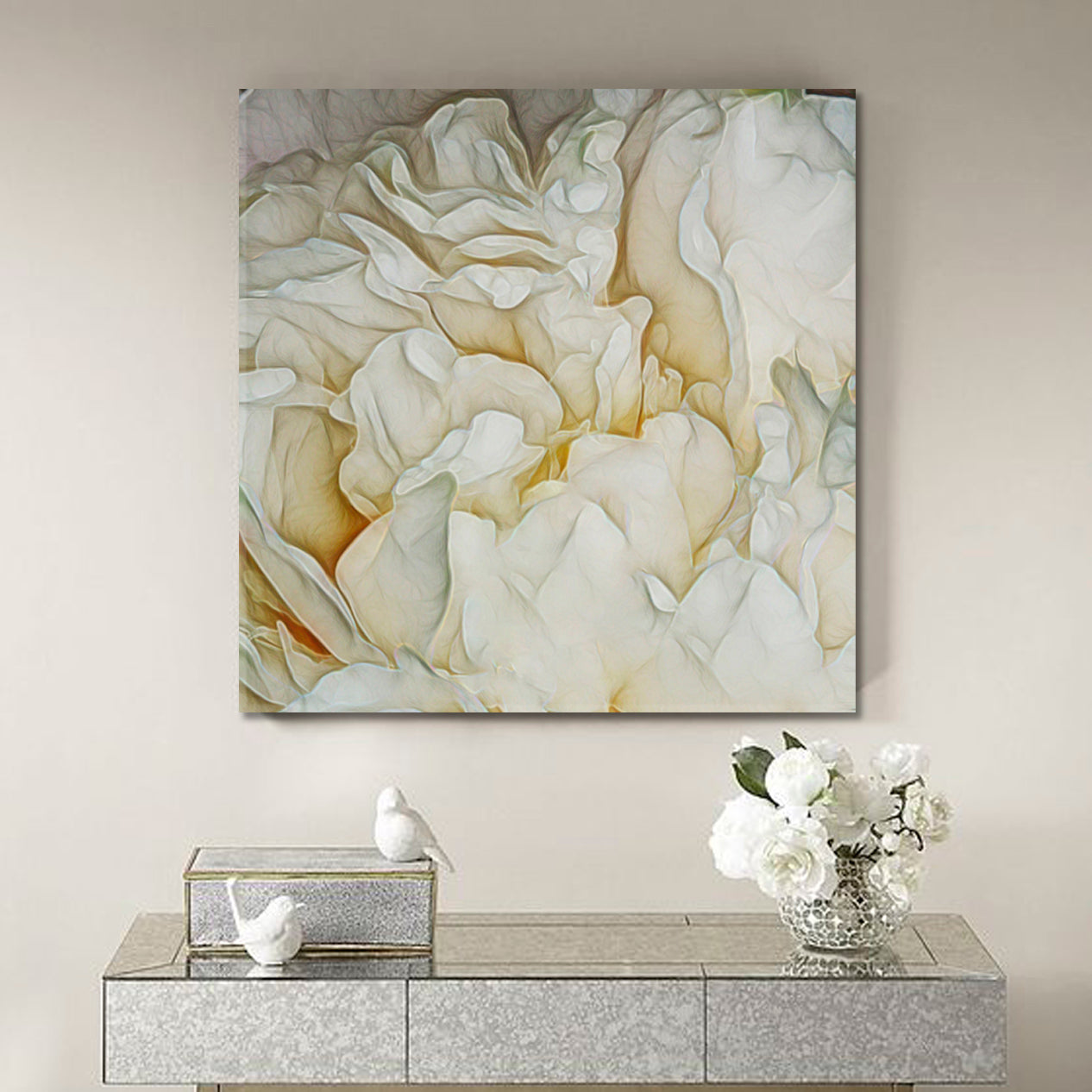 ABSTRACT PETALS Soft Shades Canvas Print - Square Floral & Botanical Split Art Artesty   