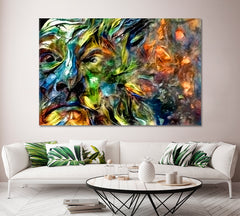FACE OF NATURE  Contemporary Psychedelic Art Surreal Fantasy Large Art Print Décor Artesty 1 panel 24" x 16" 