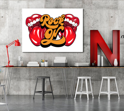 ROCK ON Rolling Stones Tongue Lips Open Mouth Rock And Roll Poster Pop Art Canvas Print Artesty   