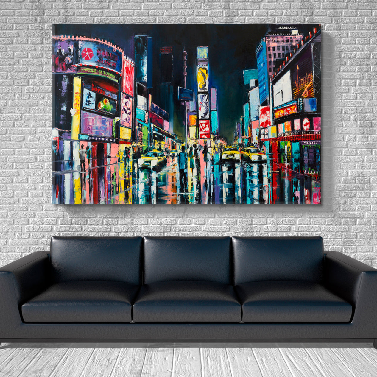 New York Night View Times Square Painting Cities Wall Art Artesty 1 panel 24" x 16" 