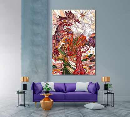 Dragon Abstract Magical Story Rebirth Asian Style Canvas Print Wall Art Artesty   