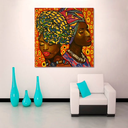 AFRICAN FASHION Black Women Colorful Vivid Abstract Modern Art | S People Portrait Wall Hangings Artesty   