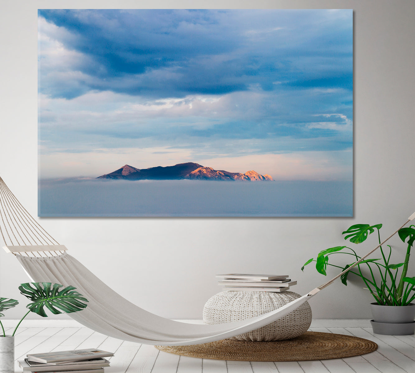 Beautiful Blue Sky Clouds Hill Panoramic Picturesque Landscape Canvas Print Scenery Landscape Fine Art Print Artesty 1 panel 24" x 16" 