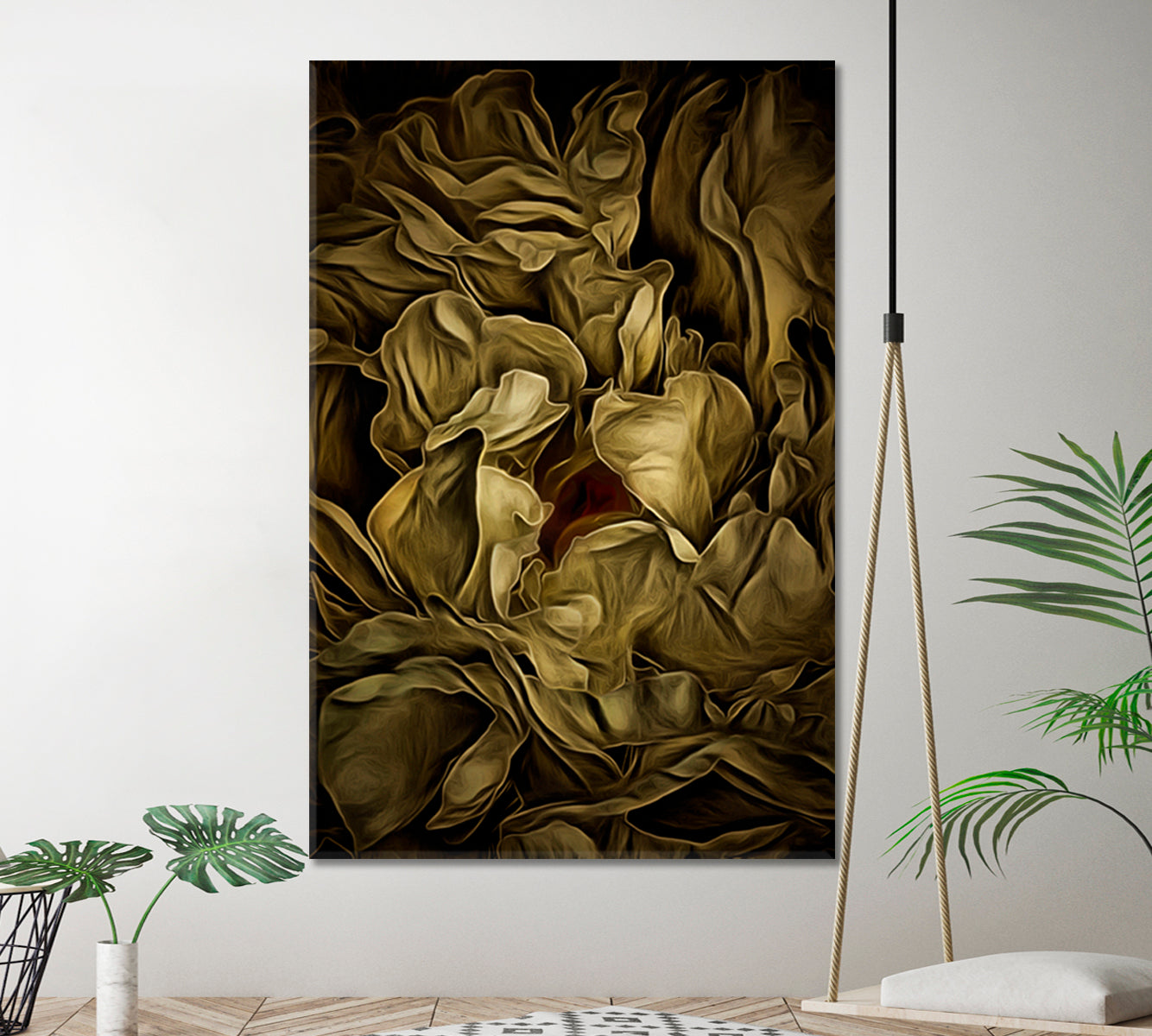 ABSTRACT Peony Flower Petals Pattern Canvas Print - Vertical Abstract Art Print Artesty   