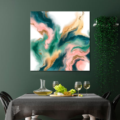 Marble Beautiful Trendy Art Intricate Eesthetically Mesmerizing - Square Fluid Art, Oriental Marbling Canvas Print Artesty   