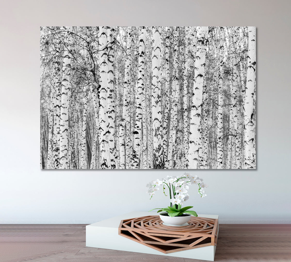 Birch Forest Winter Landscape Black and White Photo Print Nature Wall Canvas Print Artesty 1 panel 24" x 16" 