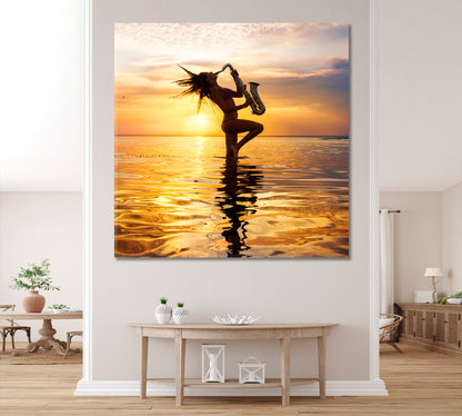 HOT JAZZ Picturesque Golden Horizon Landscape Sax Music Music Wall Panels Artesty   