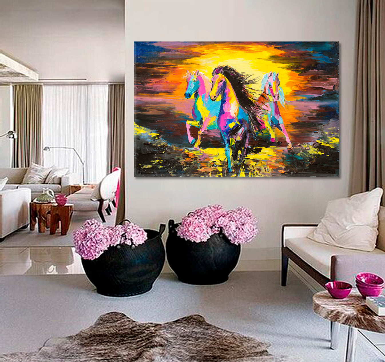 TRIO OF HORSES Animals Canvas Print Artesty 1 panel 24" x 16" 