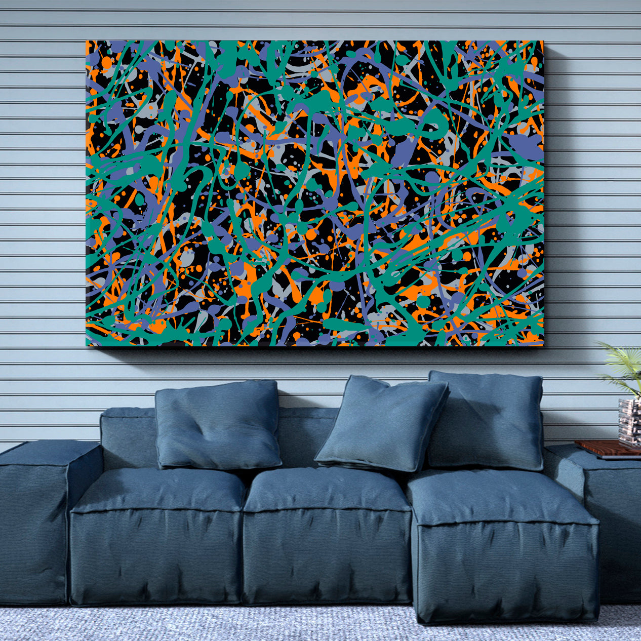 COLLAGE Splattered Colors Turquoise Orange Violet Abstract Art Print Artesty   