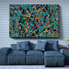 COLLAGE Splattered Colors Turquoise Orange Violet Abstract Art Print Artesty   