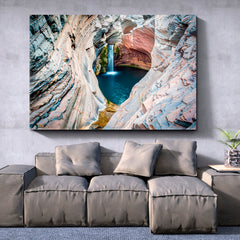 SPA Pool Kanyon Waterfall Landscape Australia Karijini Nature Wall Canvas Print Artesty 1 panel 24" x 16" 