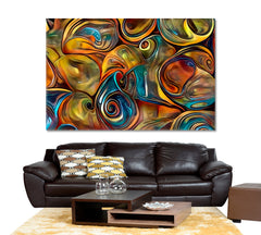 ABSTRACT SEASHELLS  Fluid Lines and Color Movement Abstract Art Print Artesty 1 panel 24" x 16" 