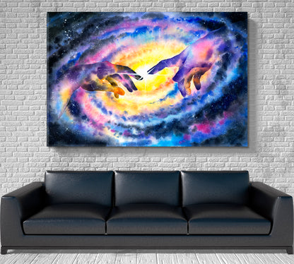 GALAXY Hand of God Creation And Universe Watercolor Artwork Celestial Home Canvas Décor Artesty   