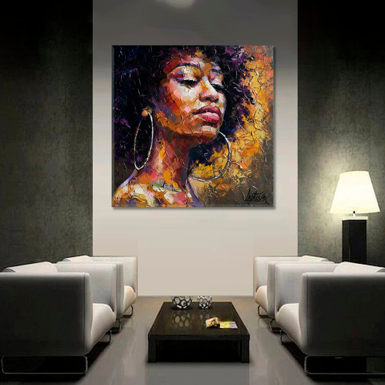 GODDESS COURAGE  Female Inner Beauty and Wisdom African Woman - Square Panel African Style Canvas Print Artesty   