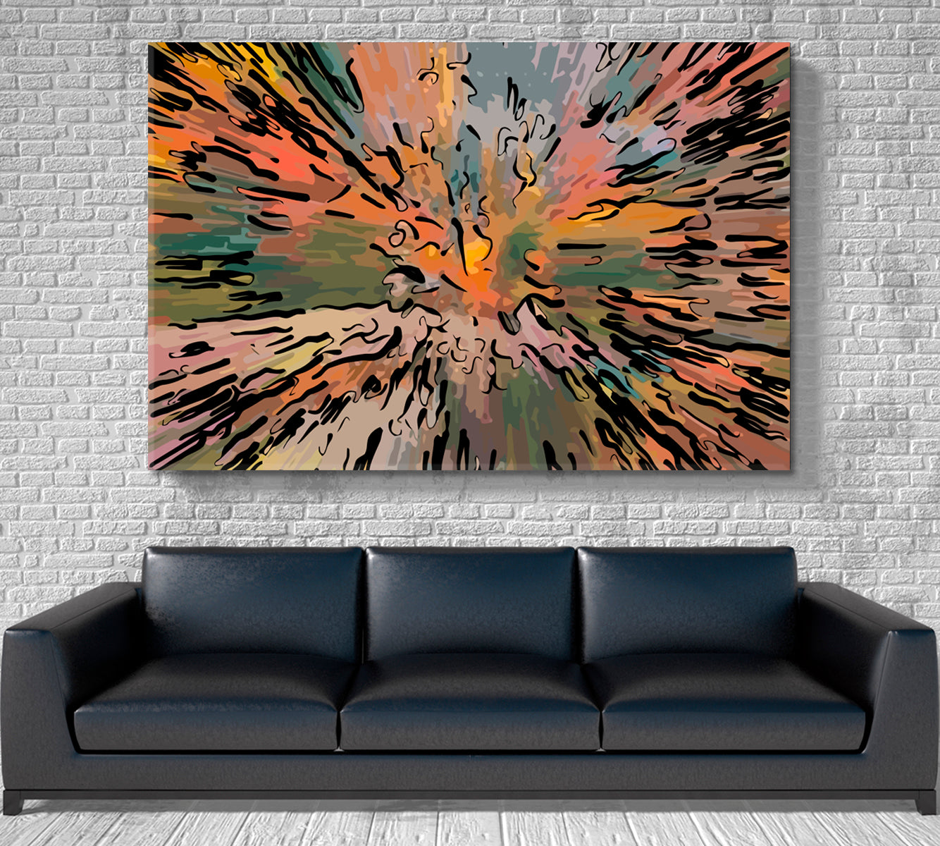 MODERN ART Orange Pale Green Abstract Chaotic Blurred Strokes Abstract Art Print Artesty   