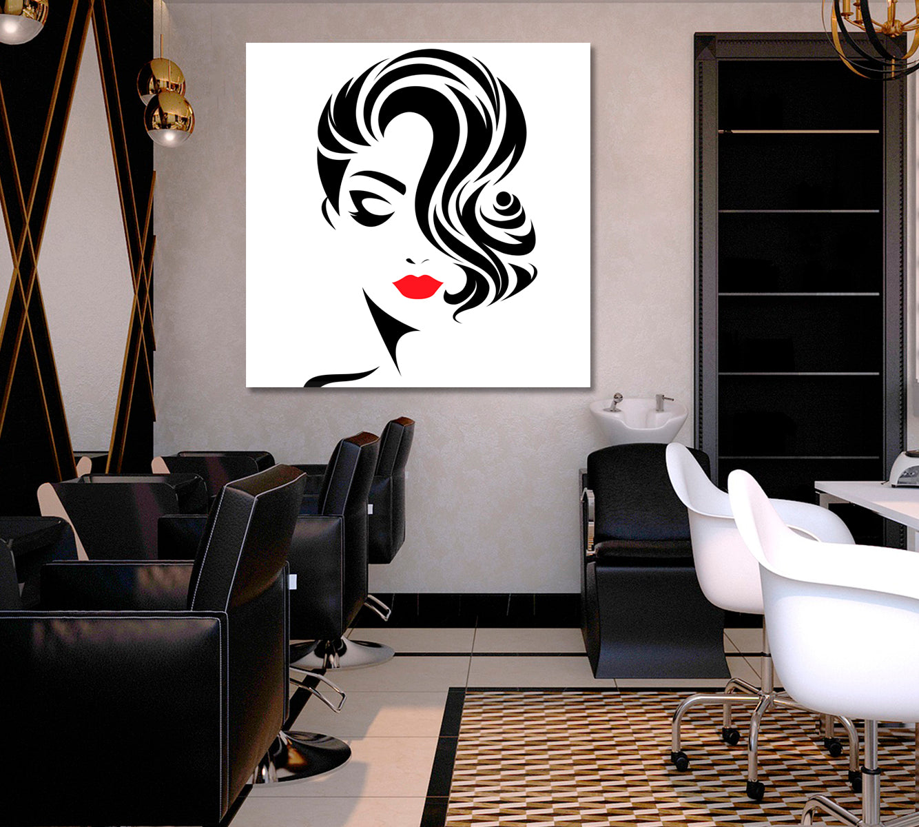BEAUTY CONCEPT Hairstyle Women Face Beauty Salon Artwork Prints Artesty 1 Panel 12"x12" 