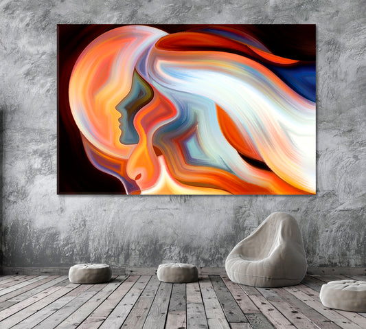 Human Moon Emotion and Spirituality Abstraction Celestial Home Canvas Décor Artesty 1 panel 24" x 16" 