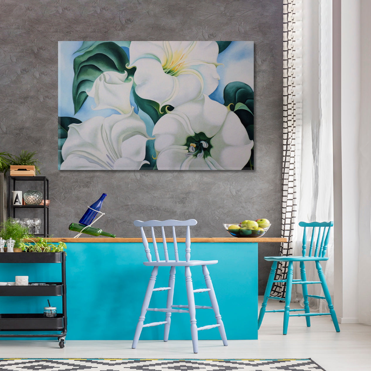 LILY BEAUTY IN DETAILS White Trumpet Lily Flower Floral & Botanical Split Art Artesty 1 panel 24" x 16" 