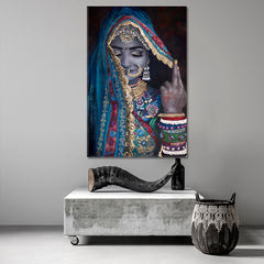 BRIDE | Indian Bridal Look Beautiful Woman Canvas Print - Vertical People Portrait Wall Hangings Artesty   