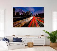 ROADS TRAILS Streaked Car Lights Road To Downtown Los Angeles Cities Wall Art Artesty   
