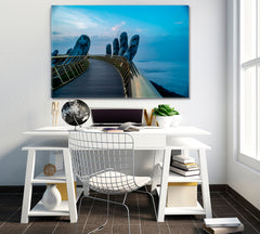 HANDS OF GOD Golden Bridge Bana Hills Vietnam Traveling Around Ink Canvas Print Artesty   