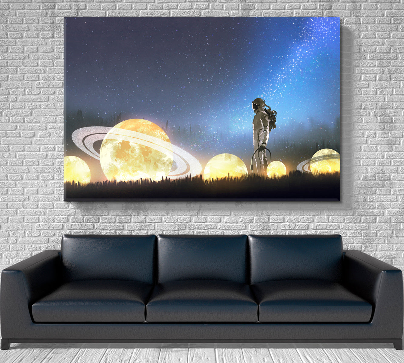 Astronaut And Beautiful Surreal Night Cosmic Scenery Surreal Fantasy Large Art Print Décor Artesty   