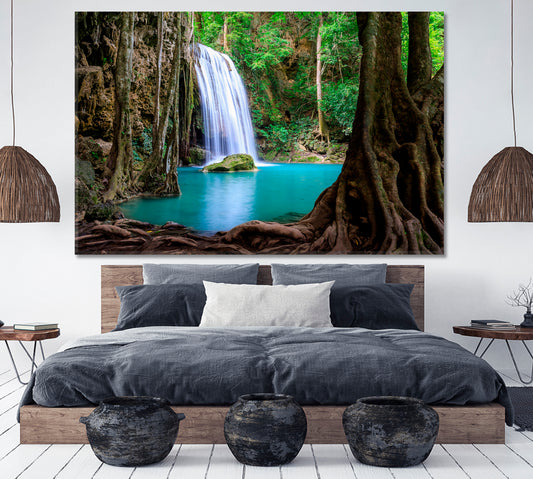 JUNGLE LIANA VINES Waterfall Cliff Erawan National Park Kanchanaburi Scenery Landscape Fine Art Print Artesty   