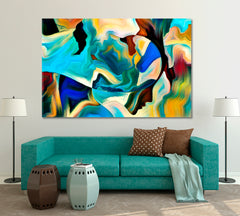 Sacred Reality Abstraction, Human Profiles Lines Colors And Shapes Abstract Art Print Artesty 1 panel 24" x 16" 