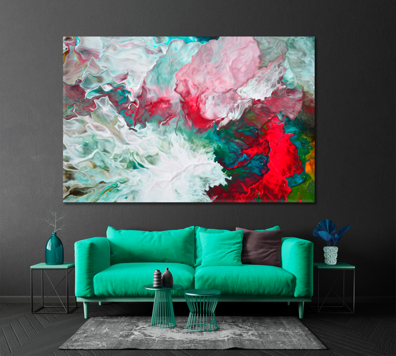 Multi-colored Abstract Mixture of Colors Artwork Fluid Art, Oriental Marbling Canvas Print Artesty 1 panel 24" x 16" 