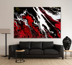 Black, White Red Abstract Contemporary Fluid Art Pattern Giclée Print Fluid Art, Oriental Marbling Canvas Print Artesty 1 panel 24" x 16" 