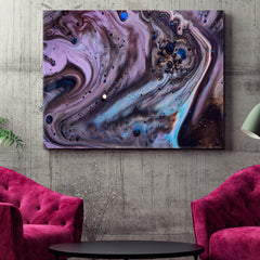 Purple Colorful Acrylic Bubbles Abstract Mixed Fluid Fluid Art, Oriental Marbling Canvas Print Artesty   