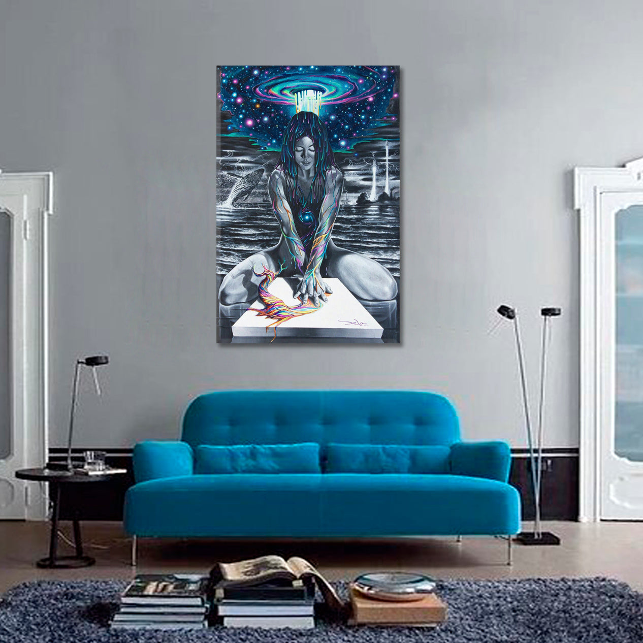 INSPIRED  Beautiful Woman And Nature Surreal Abstract Art - Vertical 1 panel Surreal Fantasy Large Art Print Décor Artesty 1 Panel 16"x24" 