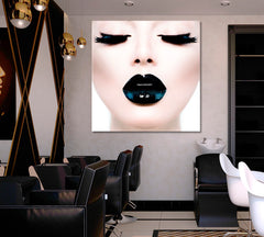 Vogue Style Beauty Salon Concept High Fashion Black Make Canvas Print | Square Panel Beauty Salon Artwork Prints Artesty 1 Panel 12"x12" 
