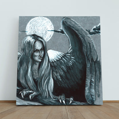 SIREN Sirens Ancient Greek Myth Bird Women Mithologocal Creatures Odysseus Half Woman  - Square Panel Fine Art Artesty   